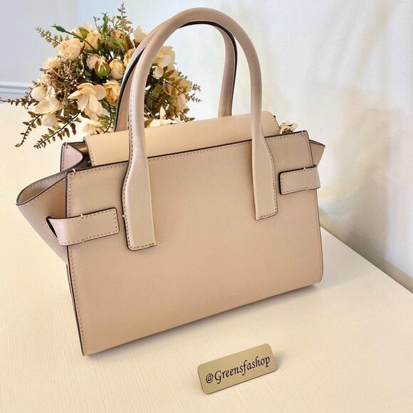 Michael Kors Purse Carmen Medium Flap Satchel shoulder bag buff - Picture 10 of 11